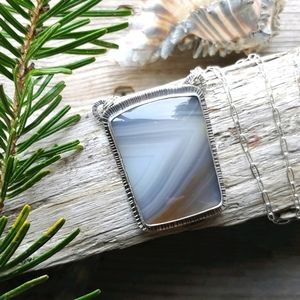 *SOLD* Banded Agate Gemstone Pendant Necklace Issabeau Jewelry Artisan Handmade